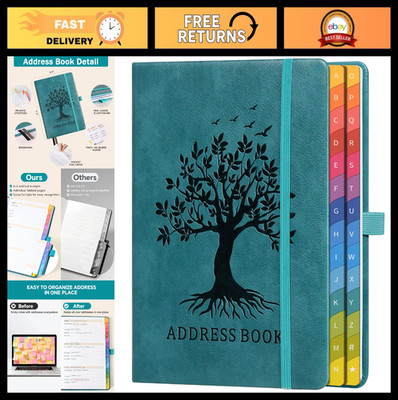 Colorful Alphabetical Address Book with Tabs - Hardcover Contact Organizer for S