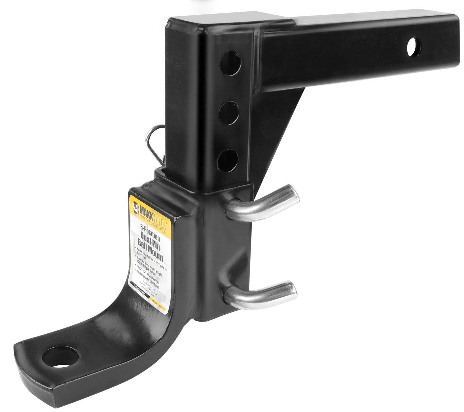 MaxxHaul Adjustable Ball Mount, 5,000 lb Towing Capacity with Black 
