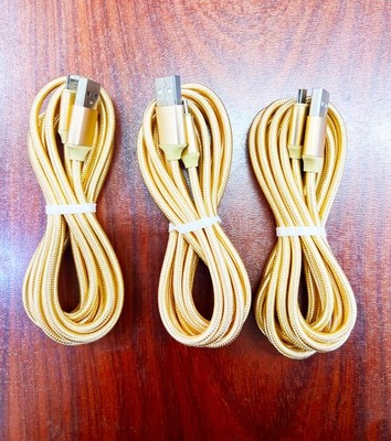 3-Pack Heavy Duty Micro USB to USB A Fast Charger Data Cable Fabric Nylon Cord