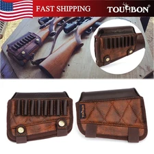 Tourbon Leather Rifle Buttstock Holder Cheek Comb Rest Soft Pad Cartridge Pouch