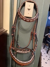 Halter Ego Sahara - Cognac Snaffle Bridle with Leopard Padding Full w/reins