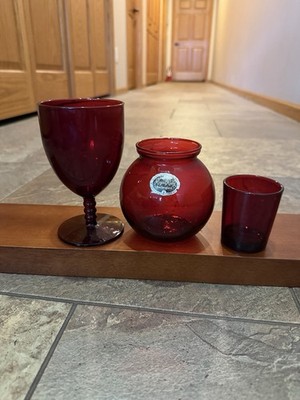 Anchor Hocking Royal Ruby Vintage Set Of 3