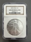 2005 American Silver Eagle $1 Gem Uncirculated NGC 1 Oz .999 Silver