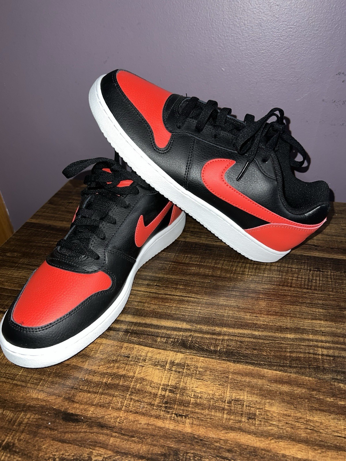 Nike Ebernon Low AQ1775-004 Men's Black Red Skateboard Shoes Size US 8.5