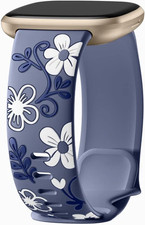 Cute Floral Engraved Compatible with Fitbit Sense 2/Sense/Versa 3/Versa 4 Bands