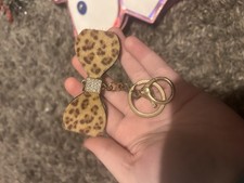 Leopard/ cheetah print Bow Key Chain With Hook