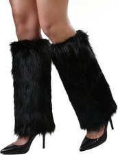 Furry Faux Fur Leg Warmers For Women Fur Long Boot Covers Fluffy  Stretchy Leg