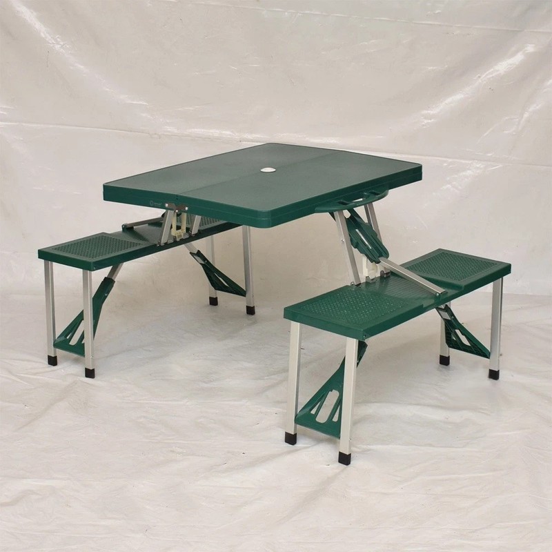 Portable Folding Picnic Table w/ Seats 4 Green