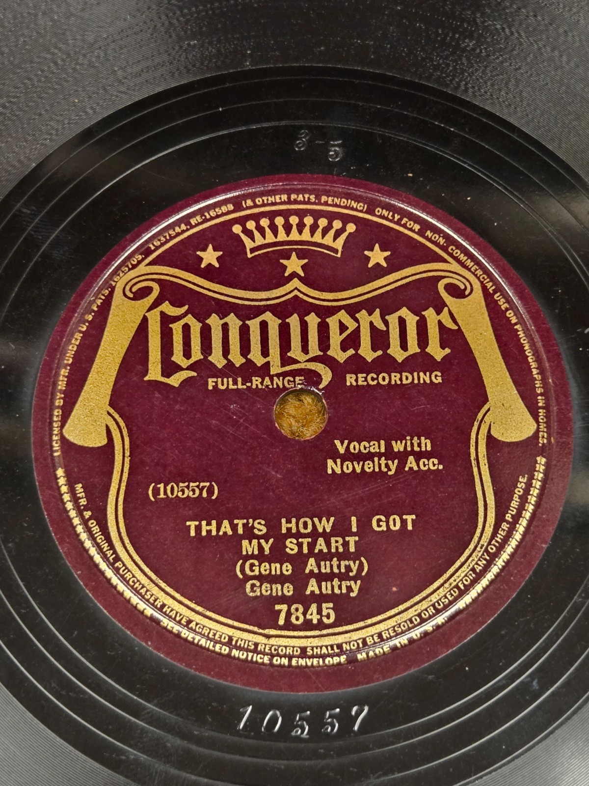 78 RPM Gene Autry CONQUEROR 7845 Thats How I Got My Start M- | eBay