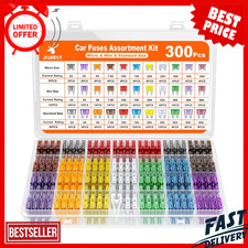 300Pcs Car Fuse Assortment Kit, 160 Mini Blade Fuses Automotive 90 Standard