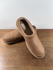 My Slippers Men s Brown Leather Slip-On Moccasin Slippers Size 10