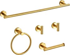 Brushed Gold Bathroom Hardware Set 5 Piece W/ Towel Racks Bathroom SUS304