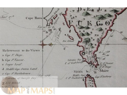 1769 Captain Cook Karte - Feuerland & Strait le Maire, Südamerika - Bild 2 von 3