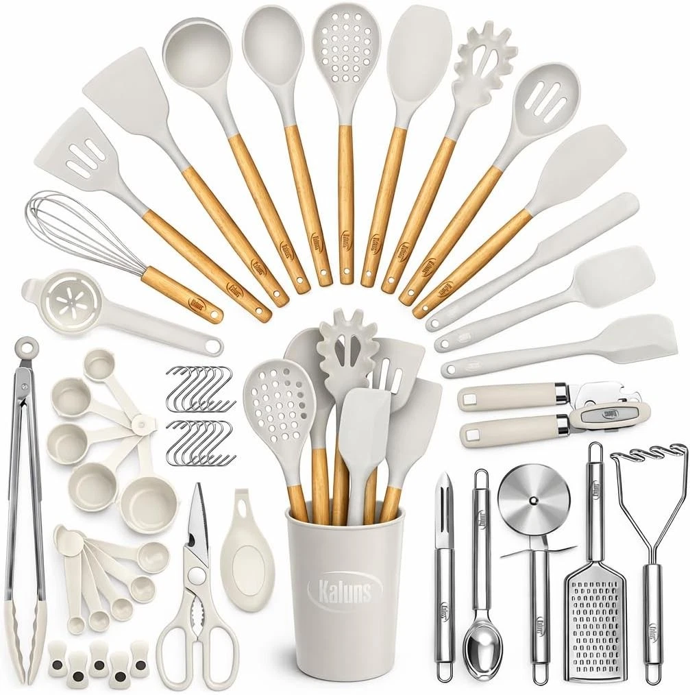 50 PCS Silicone Kitchen Utensils Set Complete Kitchen Set 800°F Heat Resistant