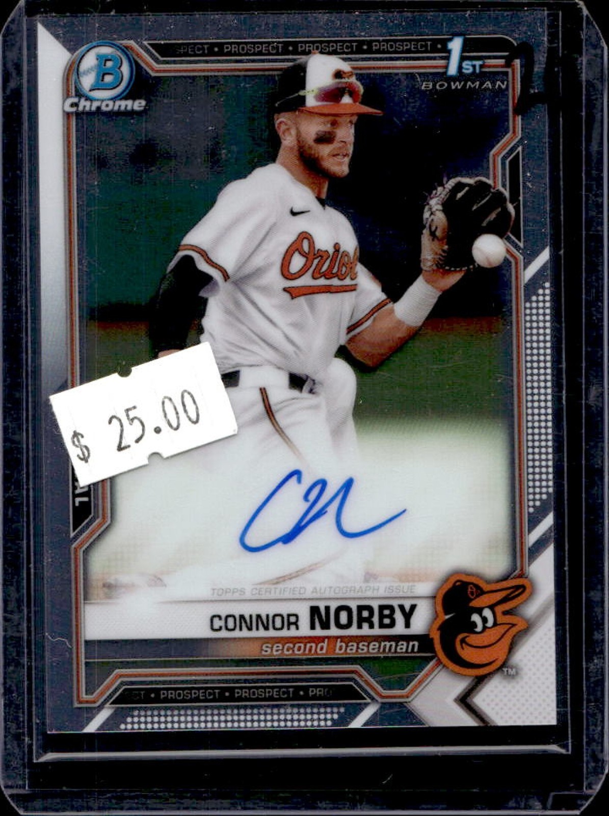 2021 Bowman Draft Connor Norby Chrome Auto 1st Prospect #CDA-CN Orioles