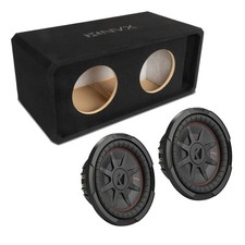 NVX NE102P Dual 10" Slot Ported 3/4" MDF Sub Enclosure w/ CompRT Subwoofer