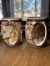 2 Gorgeous Vintage Italian Pottery Hand Painted Mugs