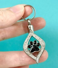 Keyring Urn .5" Key Chain Pet Cremation Pendant Holds Ash Dog Cat Paw Print Paws