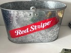 collectible Red Stripe beer metal tin bucket w/ handle man cave barware bar — photo 2