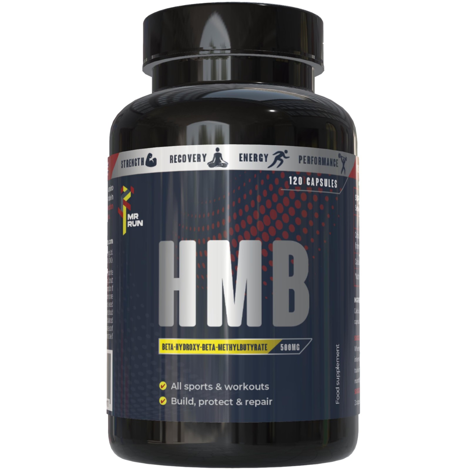 Mr Run's HMB - Muscle Strength & Fitness, 1000mg per Serving - Protect from