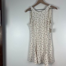 Free People Floral Ribbed Mini Dress Ivory Purple Daisy Trim NWT Women's Medium