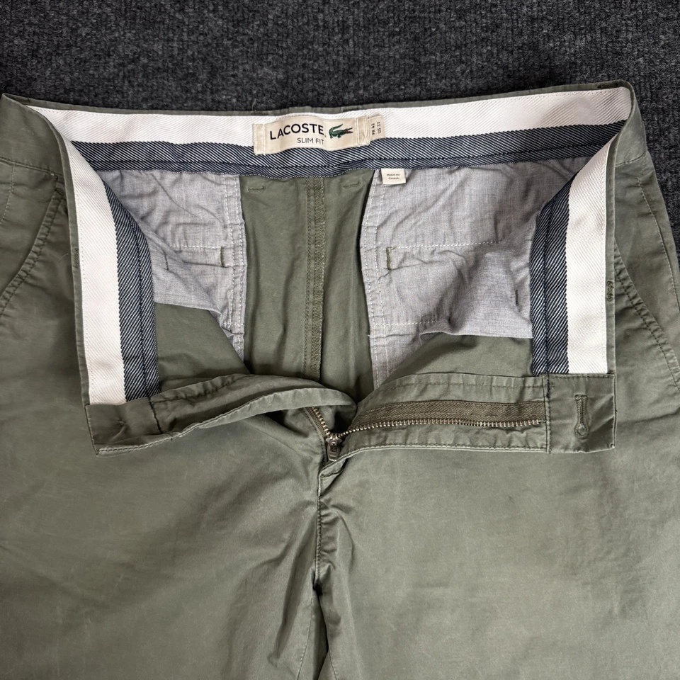 Lacoste Pants Mens 33x32 Olive Green Slim Fit Chino - Image 4 of 4