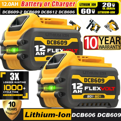 2Pack 12.0Ah for DeWalt FLEXVOLT 20V/60V MAX Battery Lithium-ion DCB609 /Charger