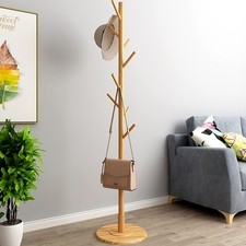 Vintage Wooden Coat Rack Stand Tree For Home Office Entryway