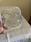 Vtg Federal Clear Glass Square Ribbed Refrigerator Dish Veggie Lid 4"