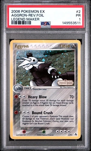 2006 POKEMON EX LEGEND MAKER #2 AGGRON-REVERSE FOIL PSA 1