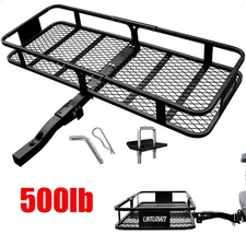 500lb Folding Trailer Hitch Mount Cargo Carrier Basket Rear Luggage Rack Camping