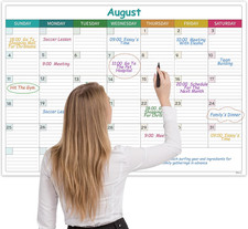 Large Dry Erase Calendar for Wall - Undated Dry Erase Calendar, Erasable Laminat