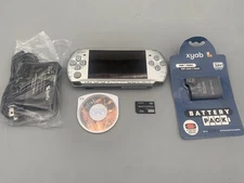 Sony PSP 3001 Handheld Sliver Console Charger New Battery Movie Tested Works
