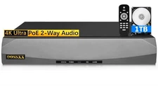 OOSSXX 8.0/4K Megapixel 1 TB 16-Channel POE NVR Network Video Recorder
