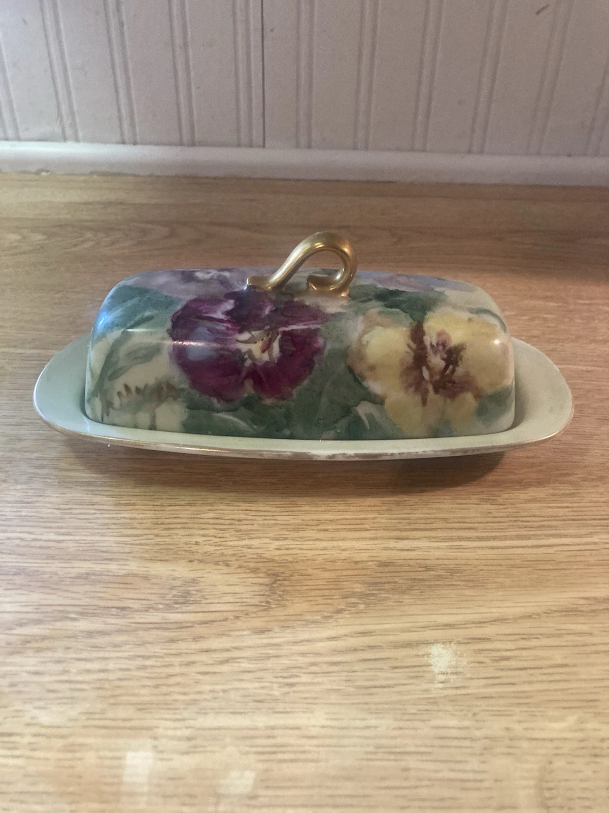 Antique Hand painted Covered Butter Dish 1930’s Pre-WW2 Germany