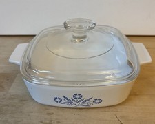 Corning Ware Blue Cornflower 1 Liter A-1-B With Pyrex Glass Lid A-7-C Casserole