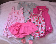 Baby girls strawberry themed outfits And pajamas carter 6 months