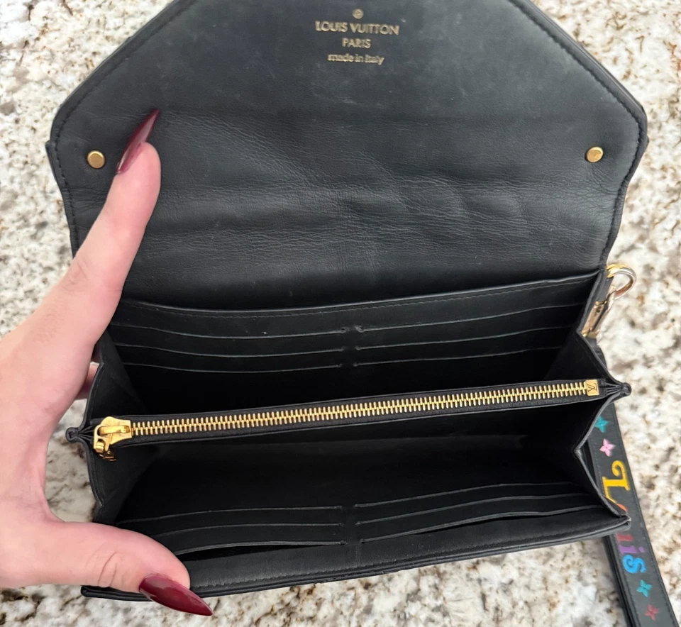 Authentic Louis Vuitton New Wave Long Wallet (Black Leather w/ Wristlet Strap) - Image 3 of 3