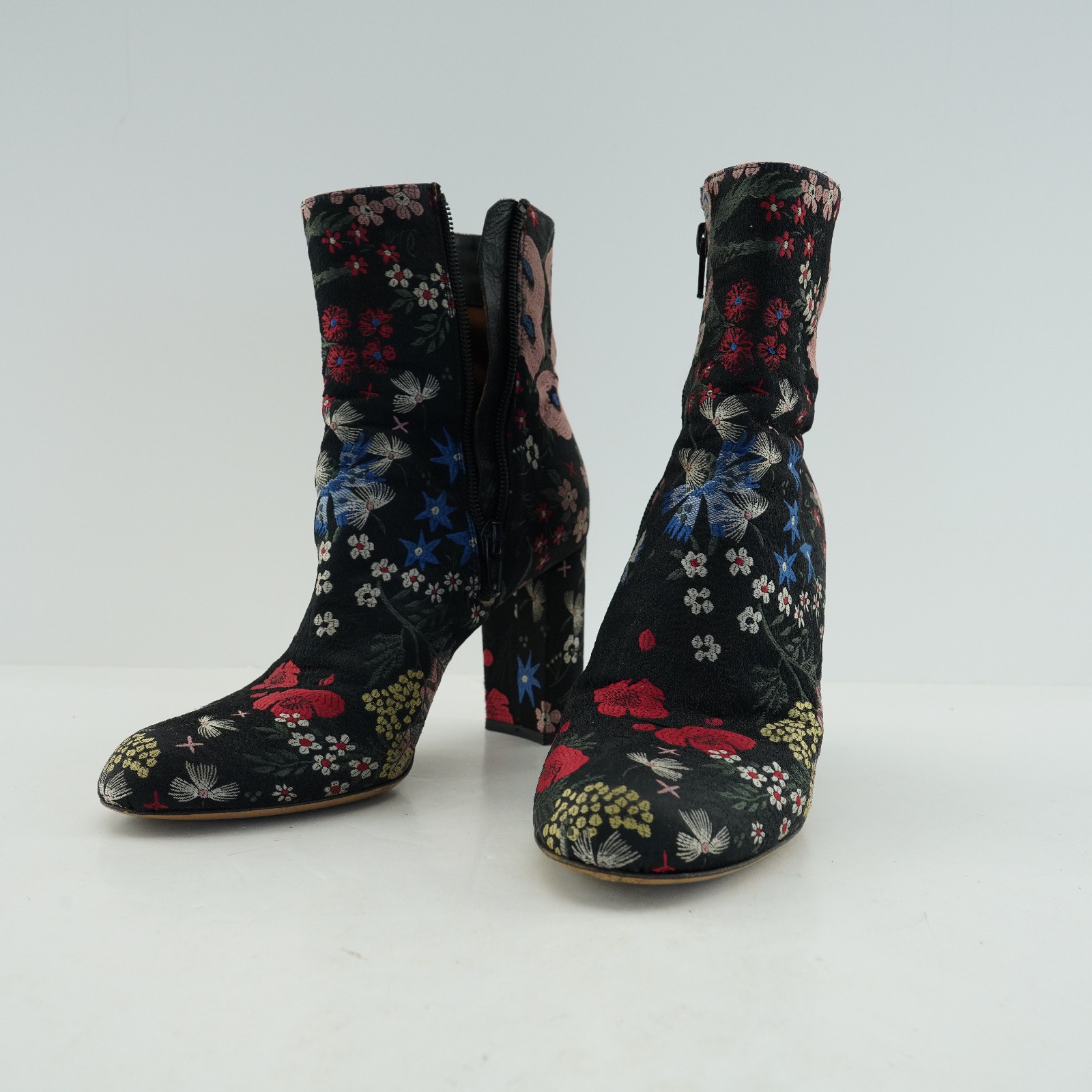 Valentino Garavani Floral Printed Ankle Boots Embroidered Women Multicol Size 37