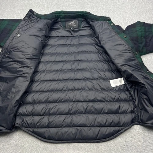 Polo Ralph Lauren Jacket Mens Large Black Watch Plaid Wool Down Filled Puffer image 4