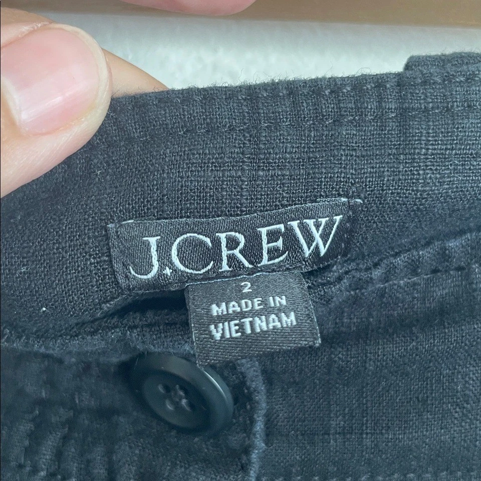 J. Pantalones cortos negros de lino Crew para mujer talla 2 Foto 2 de 4