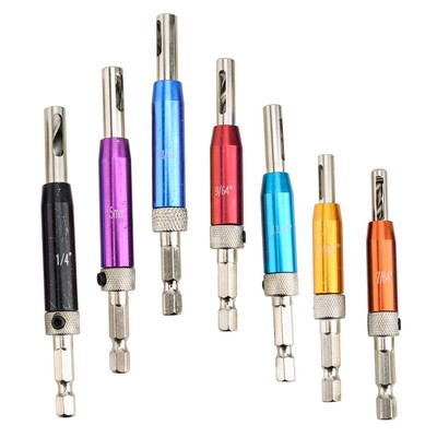 7x Self Centering Door Lock Cabinet Hinge Drill Bit Set Pilot Hole Saw Tool
