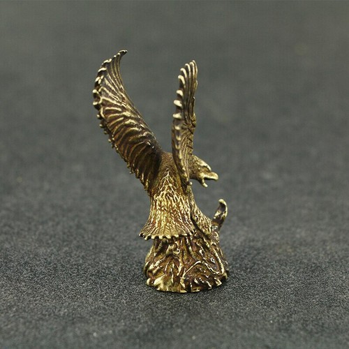 Solid Brass Eagle Statue Figurine Small Eagle House Decoration Animal Figurines - Picture 6 of 7