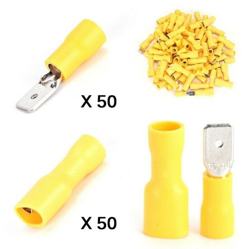 100X Insulated Female&Male Spade Crimp Terminals 10-12AWG Cable Wire Connectors - Picture 2 of 11