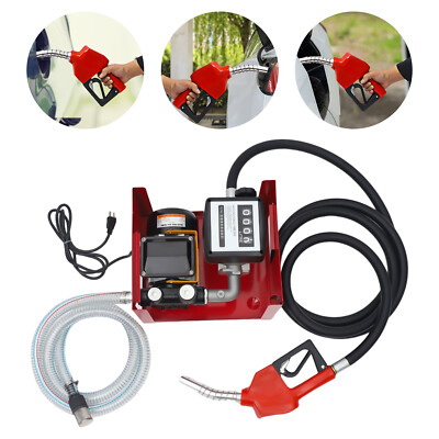 110V Electric Fuel Transfer Pump 550W-60L/Min W/Nozzle Meter Fit Oil Fuel Diesel