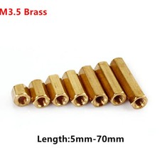 Threaded Pillar Standoff Spacer Rod Bar Hex Connector Nuts Long Nuts M3.5 Brass