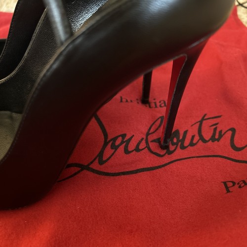 7 / 37.5 Christian Louboutin Black Conclusive Pointed Toe Ankle Strap Pump Shoes - Picture 6 of 11