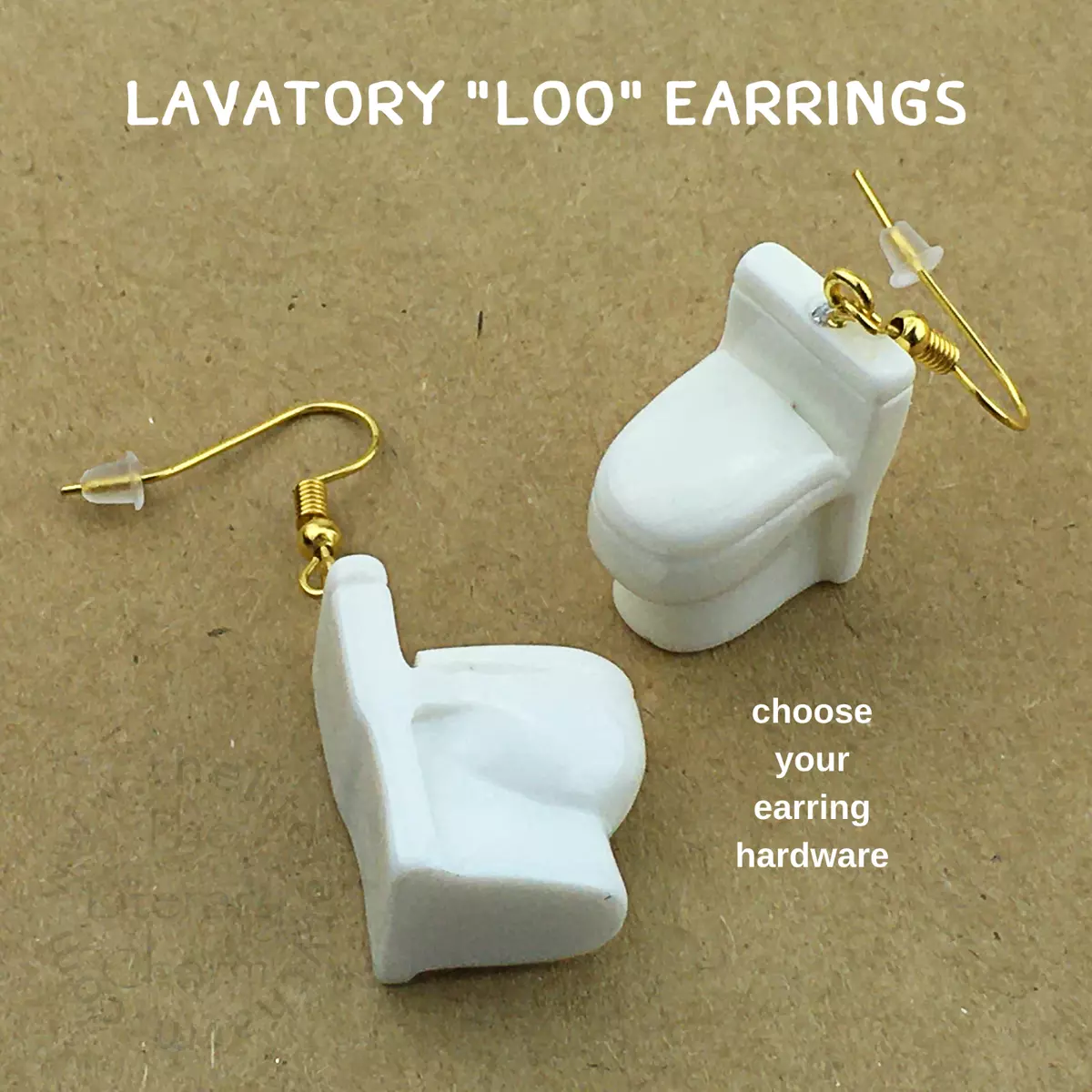 TOILET Privy Lavatory Loo Commode Bathroom Earrings Funny Jewelry