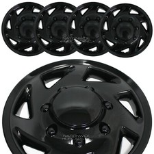 4 Black E350 E450 Econoline Van 16 Full Wheel Covers Hub Caps Rim Simulators