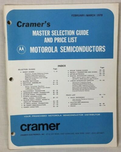 Cramer's Motorola Master Selection Guide & Price List Feb/Mar 1970 114 pp  - 第 1/5 張圖片